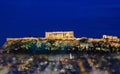 The Acropolis of Athens, Greece, with the Parthenon Temple on top of the hill Royalty Free Stock Photo