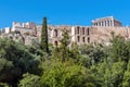 Acropolis of Athens, Greece. Scenic view of Herodes Odeon and Parthenon temple Royalty Free Stock Photo