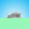 Acropolis in Athens hand drawn with black lines illustration vector Royalty Free Stock Photo