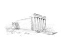 Acropolis of Athens. Erechtheum. Athens. Greece. Hand drawn sketch. Vector illustration.