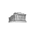 Acropolis in Athens hand drawn outline doodle icon.