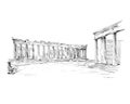 Acropolis of Athens. The Parthenon. Athens. Greece. Hand drawn sketch. Vector illustration. Royalty Free Stock Photo