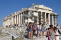 Acropolis of Athens. Parthenon and tourists. Greece