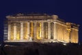 The Acropolis of Athens Unesco heritage with the Parthenon illuminated at night Royalty Free Stock Photo