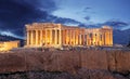 Acropolis hill - Parthenon temple in Athens at night, Greece Royalty Free Stock Photo