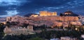 Acropolis hill - Parthenon temple in Athens at night, Greece Royalty Free Stock Photo