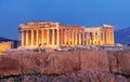 Acropolis hill - Parthenon temple in Athens at night, Greece Royalty Free Stock Photo