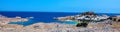 the acropolis at lindos bay in rhodes greec