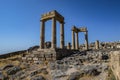 The Acropolis of Lindos in Rhodes, Greece at sunset. Royalty Free Stock Photo