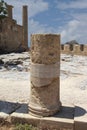 Acropolis of Lindos, the ruins of an ancient temple and the remains of the Doric columns. Lindos, Rhodes, Greece Royalty Free Stock Photo