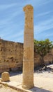 Acropolis of Lindos, the ruins of an ancient temple and the remains of the Doric columns. Lindos, Rhodes, Greece Royalty Free Stock Photo