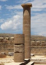 Acropolis of Lindos, the ruins of an ancient temple and the remains of the Doric columns. Lindos, Rhodes, Greece Royalty Free Stock Photo