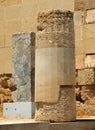 Acropolis of Lindos, the ruins of an ancient temple and the remains of the Doric columns. Lindos, Rhodes, Greece Royalty Free Stock Photo