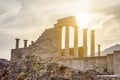 Acropolis Lindos, temple goddess Linda, Rhodes in Greece Royalty Free Stock Photo