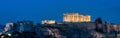 Acropolis at night, Athens, Greece. Famous Parthenon temple is a top landmark of Athens Royalty Free Stock Photo