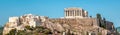 Acropolis with Parthenon in Athens, Greece. Panoramic view of Ancient Greek ruins