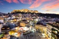 Acropolis with Parthenon temple against sunset in Athens, Greece Royalty Free Stock Photo