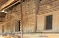 Acropolis statues facade, the largest structure at Ek` Balam ruins, Mexico