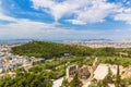 Acropolis view to Philopappos hill, Athens, Greece Royalty Free Stock Photo