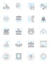 Across borders linear icons set. Diversity, Globalization, Exchange, Culture, Migration, Immigration, Humanity line