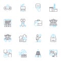 Across borders linear icons set. Diversity, Globalization, Exchange, Culture, Migration, Immigration, Humanity line