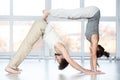 Acroyoga, adho mukha svanasana Royalty Free Stock Photo