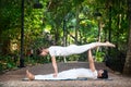 Acroyoga in the garden Royalty Free Stock Photo