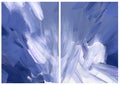 Acrylic abstract background of very peri, blue and white textures. Hand painted pastel illustration isolated on white