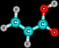 Acrylic acid molecule isolated on black