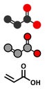 acrylic acid molecule, polyacrylic acid (PAA, carbomer) building block. PAA is used in the production of disposable diapers