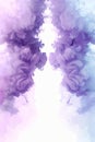 Acrylic color pigment and ink cloud in water. Abstract smoke on white background. Purple, blue and pink colors Royalty Free Stock Photo