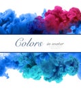 Acrylic colors and ink in water. Abstract frame background. Isolated. Royalty Free Stock Photo
