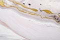 Acrylic Fluid Art. Gray and beige waves with liquid golden curve. Abstract marble stone background or texture, fake