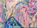 Acrylic fluid art painting in blue / pink