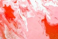 Acrylic Fluid Art. White pink red waves and gold inclusion. Abstract marble background or texture Royalty Free Stock Photo