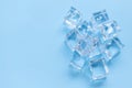 Acrylic ice cubes,Plastic ice cubes on light blue background.