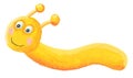 Acrylic illustration of cute fast yellow worm