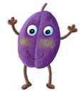 Cute fruit plum character isolated on white background Royalty Free Stock Photo
