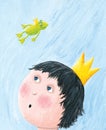 Fairytale prince and jumping frog
