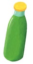 A green bottle with a yellow cap