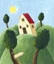 House on a hill Royalty Free Stock Photo