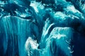 Acrylic ink water marble texture blue ocean wave Royalty Free Stock Photo