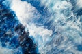 Acrylic ink water marble texture blue sea wave Royalty Free Stock Photo