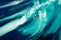 Acrylic ink water sea storm cyan blue wave splash Royalty Free Stock Photo