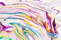 Acrylic liquid flow colorful wallpaper. ÃÅiolet, yellow, blue paint swirls, waves