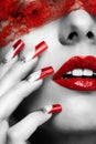 Acrylic nails manicure Royalty Free Stock Photo