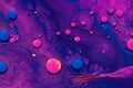 Acrylic paint balls abstract texture. Purple, blue and pink liquids mix. Creative multicolor background. Bright colors Royalty Free Stock Photo