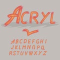 Acrylic paint font alphabet. Brush painted letters. Vector illustration.