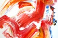 Fire red brush strokes on canvas. Abstract art background. Color texture. Fragment of artwork. abstract painting on canvas