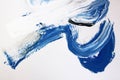 White and blue brush strokes on canvas. Abstract art background. Color texture. Fragment of artwork. abstract painting on canvas